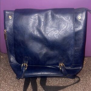 Elegant Blue Leather Backpack